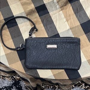 Rosetti Black Textured Leather Wristlet Clutch